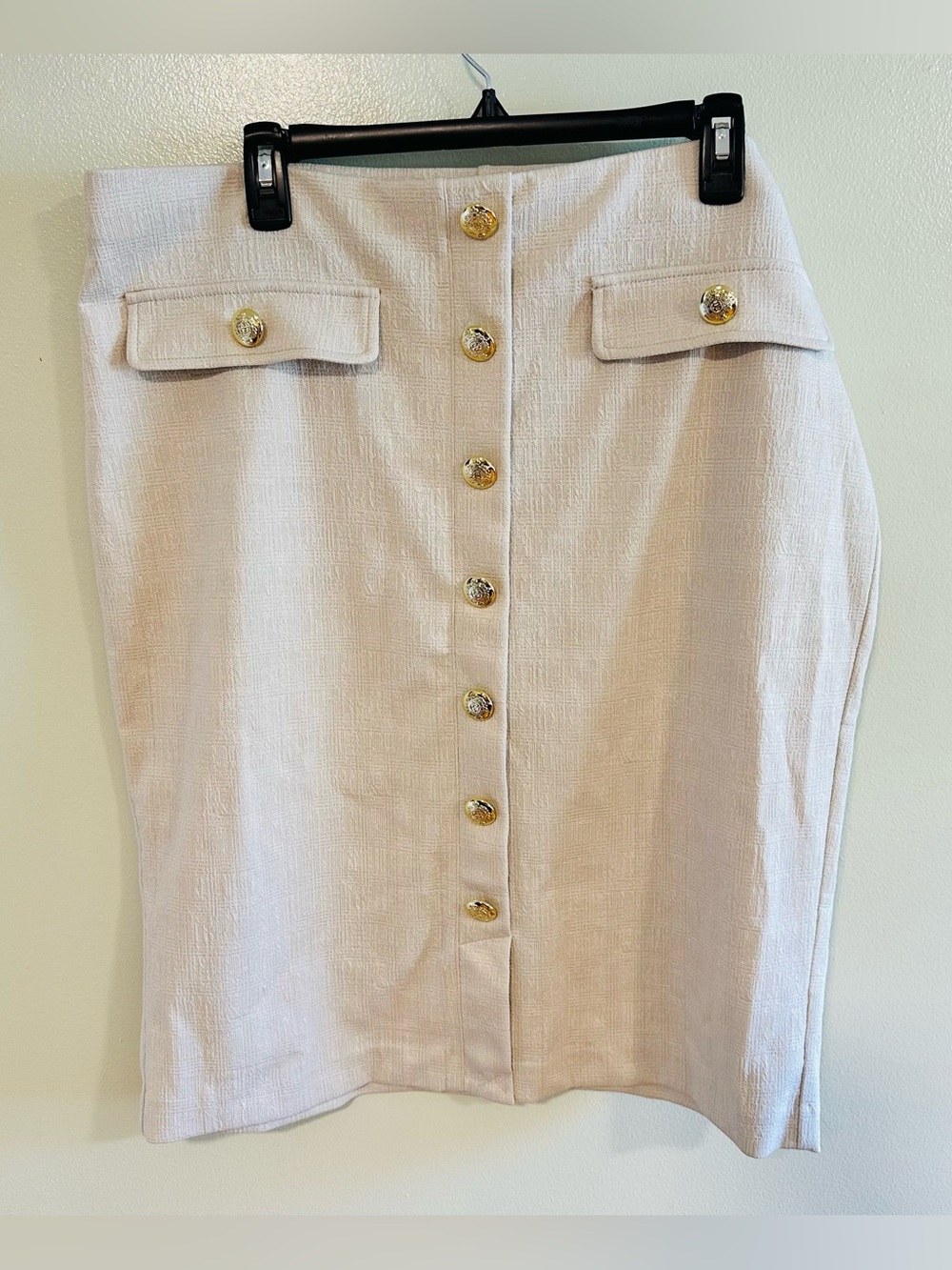 NWT NYCC New York Clothing Co. Cream Button-Front Pencil Skirt